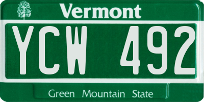 VT license plate YCW492