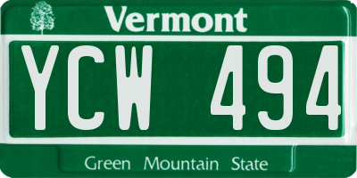 VT license plate YCW494