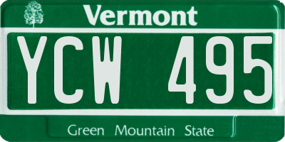 VT license plate YCW495