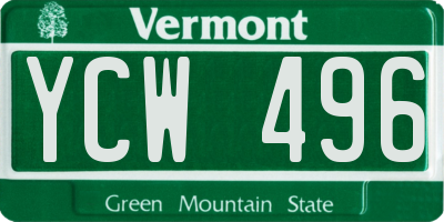 VT license plate YCW496