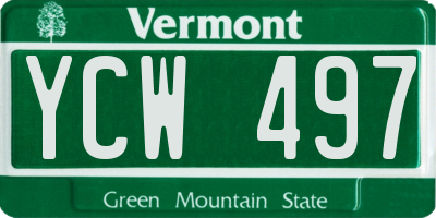 VT license plate YCW497