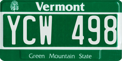VT license plate YCW498