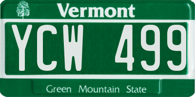 VT license plate YCW499