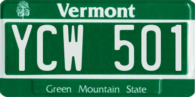 VT license plate YCW501