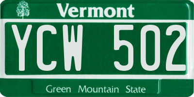 VT license plate YCW502