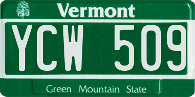 VT license plate YCW509