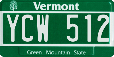 VT license plate YCW512