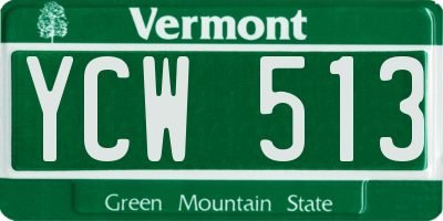 VT license plate YCW513