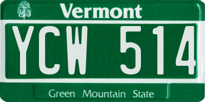 VT license plate YCW514