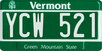 VT license plate YCW521