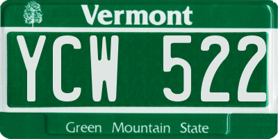 VT license plate YCW522
