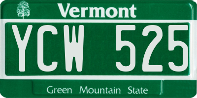 VT license plate YCW525