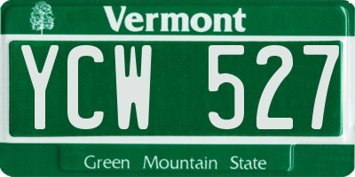 VT license plate YCW527