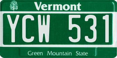 VT license plate YCW531