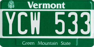 VT license plate YCW533