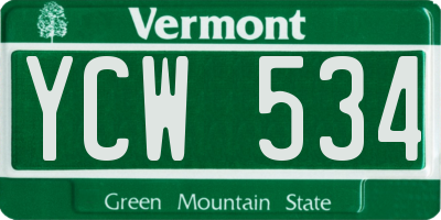 VT license plate YCW534
