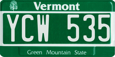 VT license plate YCW535