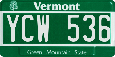 VT license plate YCW536
