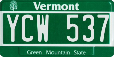 VT license plate YCW537