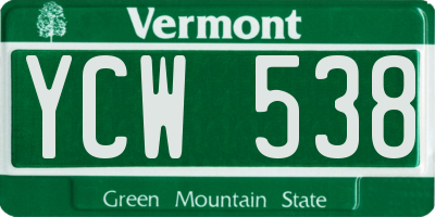VT license plate YCW538