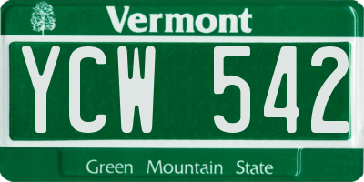 VT license plate YCW542