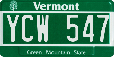 VT license plate YCW547