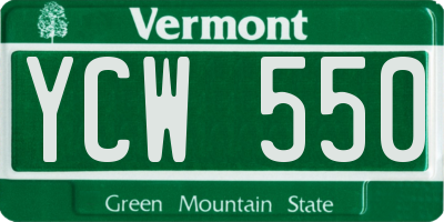 VT license plate YCW550
