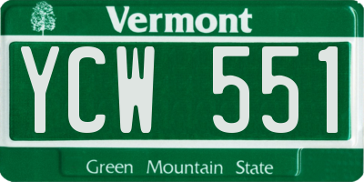 VT license plate YCW551