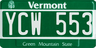 VT license plate YCW553