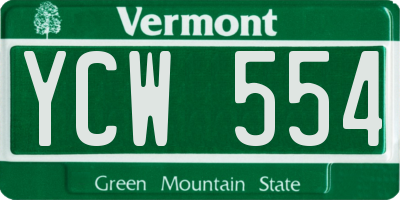 VT license plate YCW554