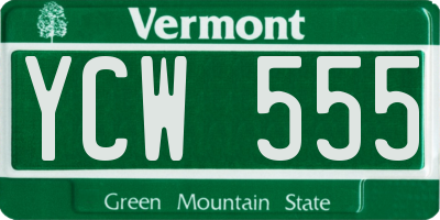 VT license plate YCW555