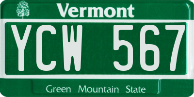 VT license plate YCW567