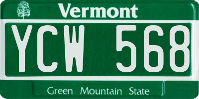 VT license plate YCW568