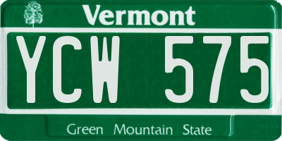 VT license plate YCW575