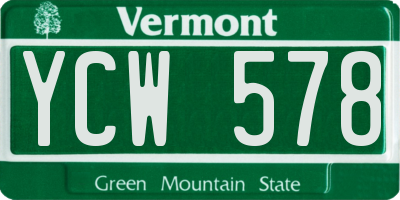 VT license plate YCW578