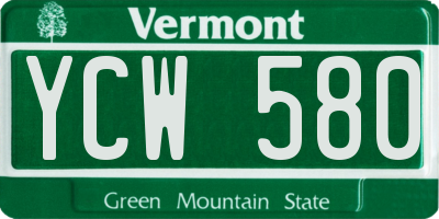 VT license plate YCW580