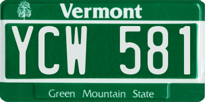VT license plate YCW581