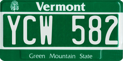VT license plate YCW582