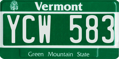 VT license plate YCW583