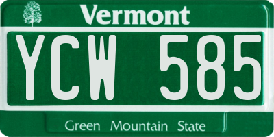 VT license plate YCW585