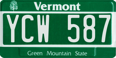 VT license plate YCW587