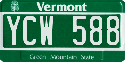 VT license plate YCW588