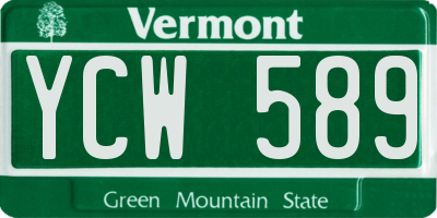 VT license plate YCW589