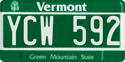 VT license plate YCW592