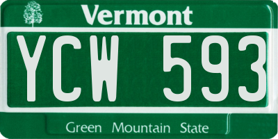 VT license plate YCW593