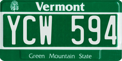 VT license plate YCW594