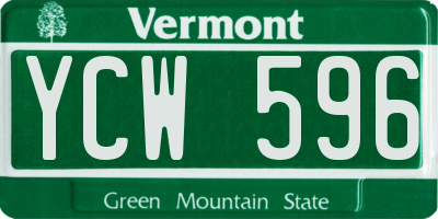 VT license plate YCW596