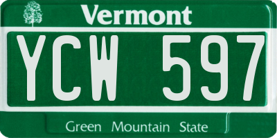VT license plate YCW597