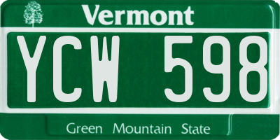VT license plate YCW598