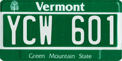 VT license plate YCW601